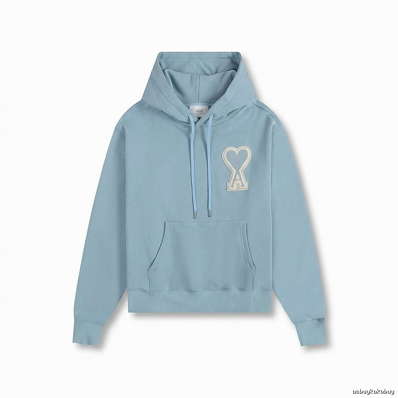 AMI Love Heart Pattern Light Blue Hoodie