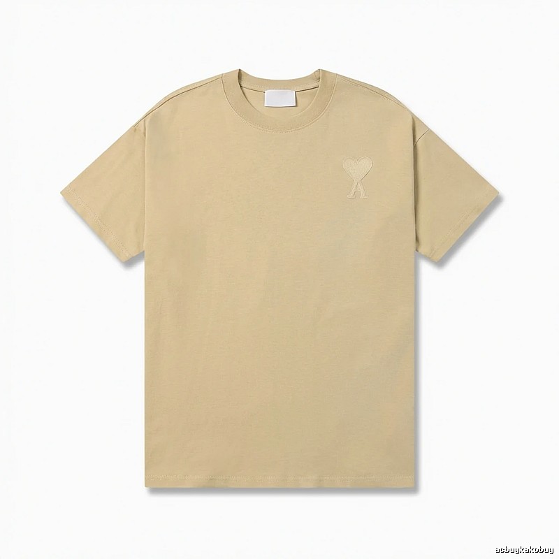 AMI Love Minimalist Style Beige T-shirt