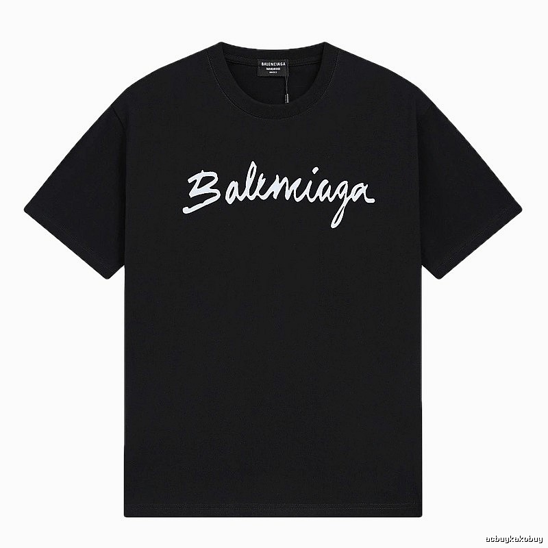 Balenciaga Handwritten Trendy Style Black T-shirt