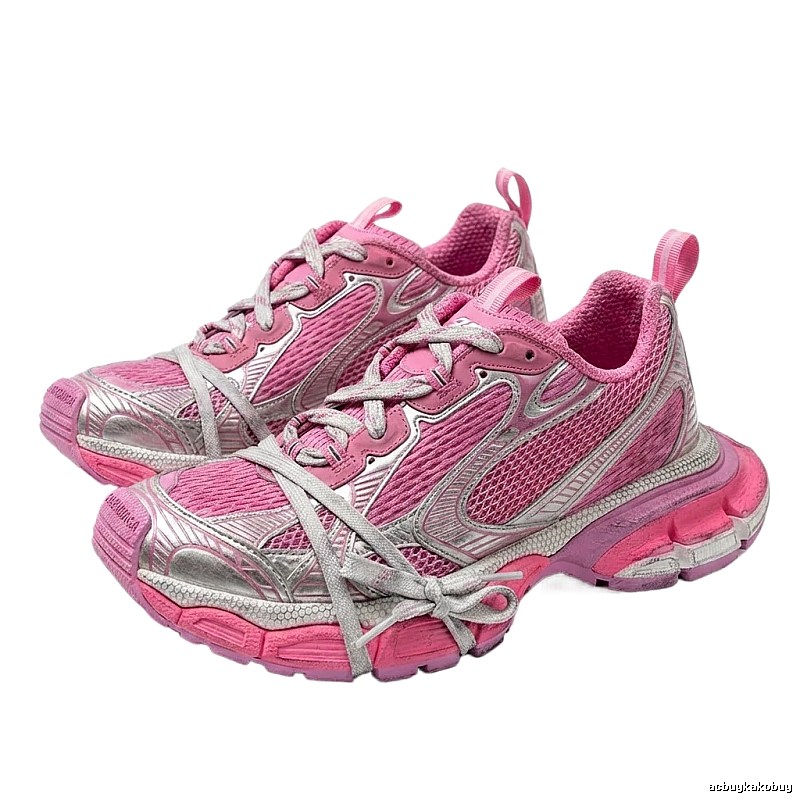 Balenciaga retro-style pink and silver sneakers