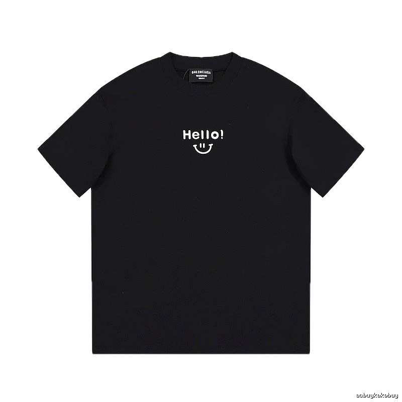 Balenciaga Smiley Print Street Style Black T-Shirt