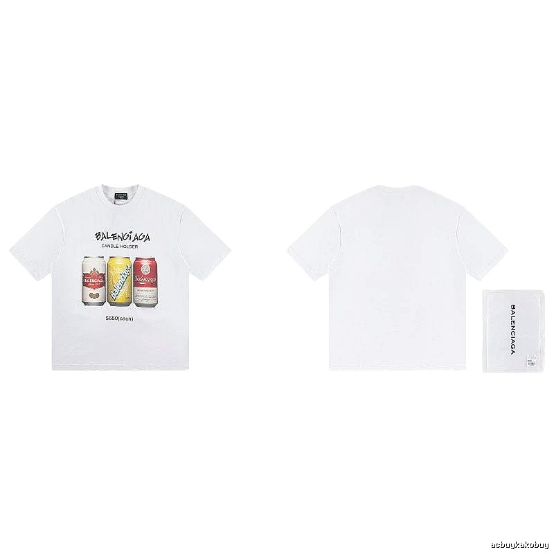 Balenciaga Trendy White T-Shirt with Soda Can Print
