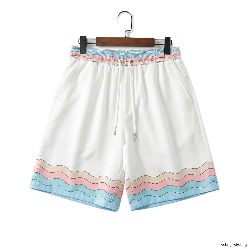 Casablanca Wave Pattern Casual White Shorts