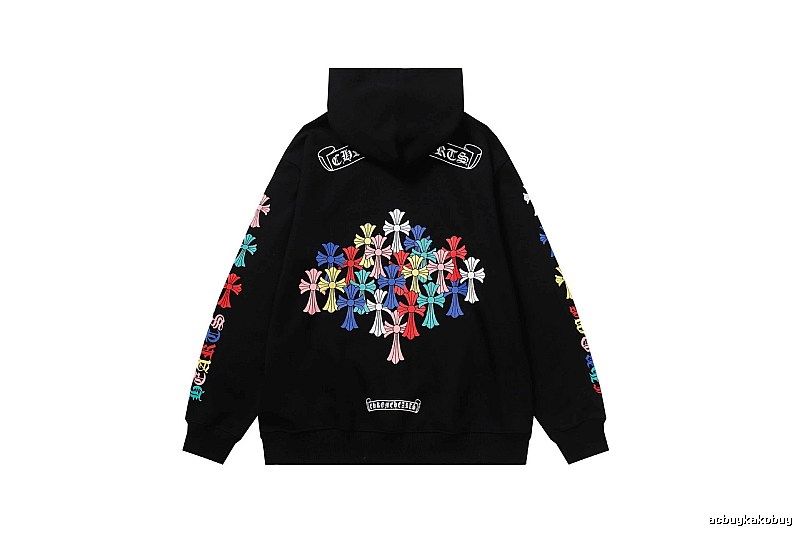 Chrome Hearts Compact Cross graphic hoodie Black Blue Cross for Sport-Inspired Styling
