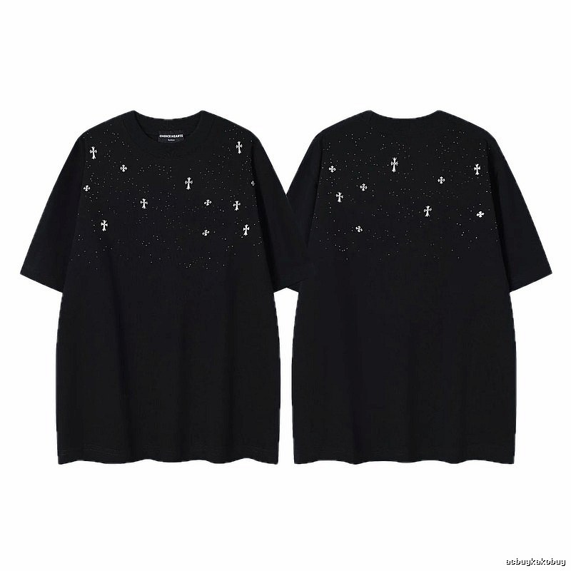 Chrome Hearts Cross Embroidered Street Style Black Short-sleeve T-shirt