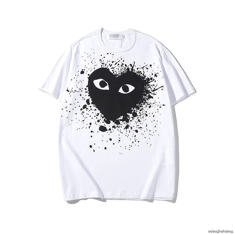 Comme des Garcons PLAY 2023-15 White Black Style 2315 Heart Logo T-Shirt Visual Accent