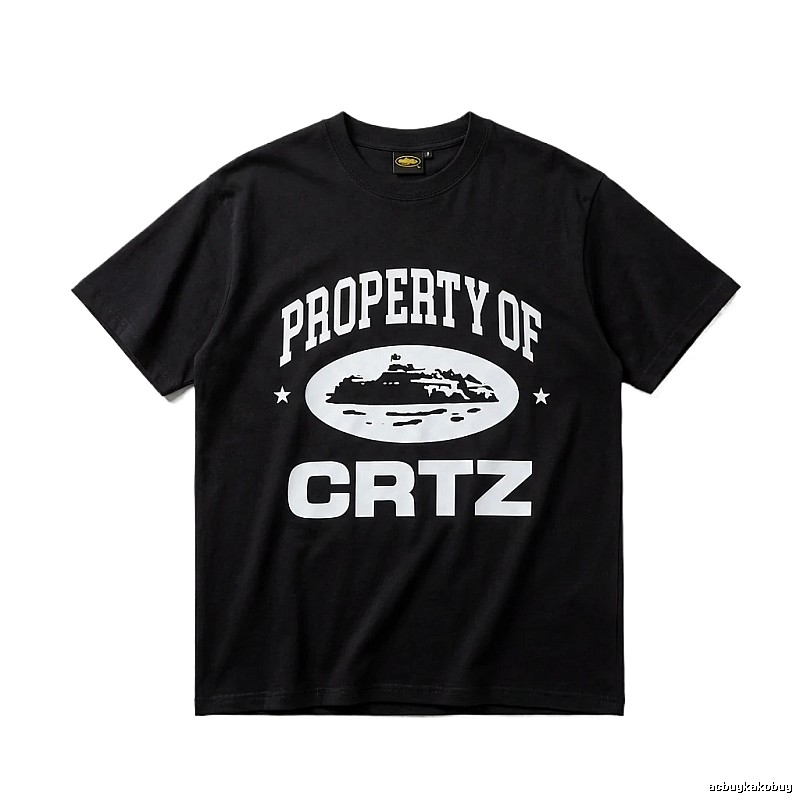 Corteiz black and white minimalist style T-shirt