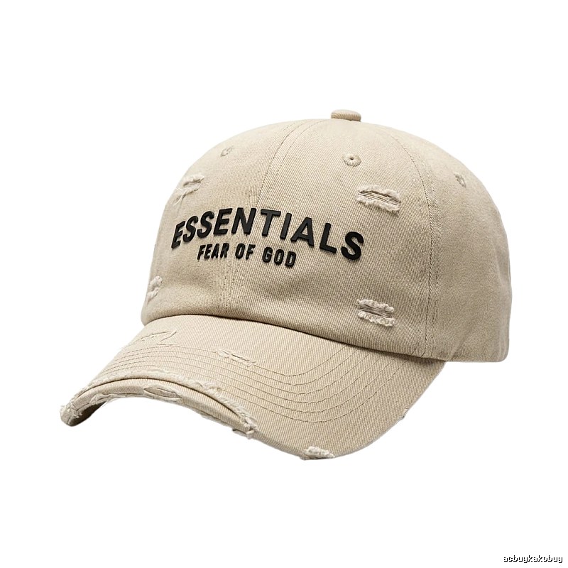 ESSENTIALS Brand Ripped Style Off-white Hat