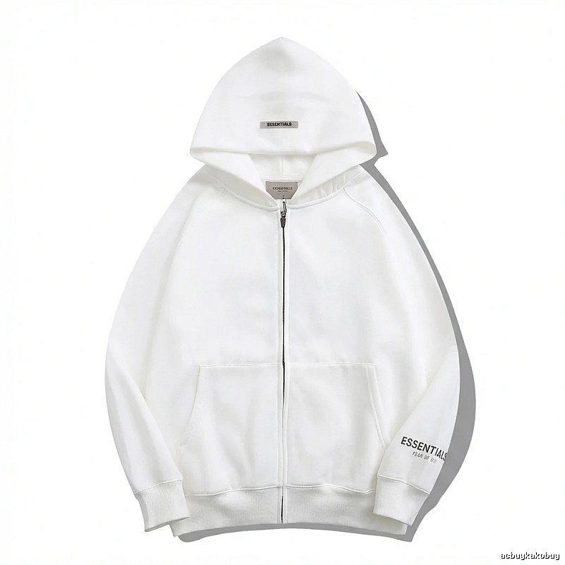 ESSENTIALS minimalist style white hoodie