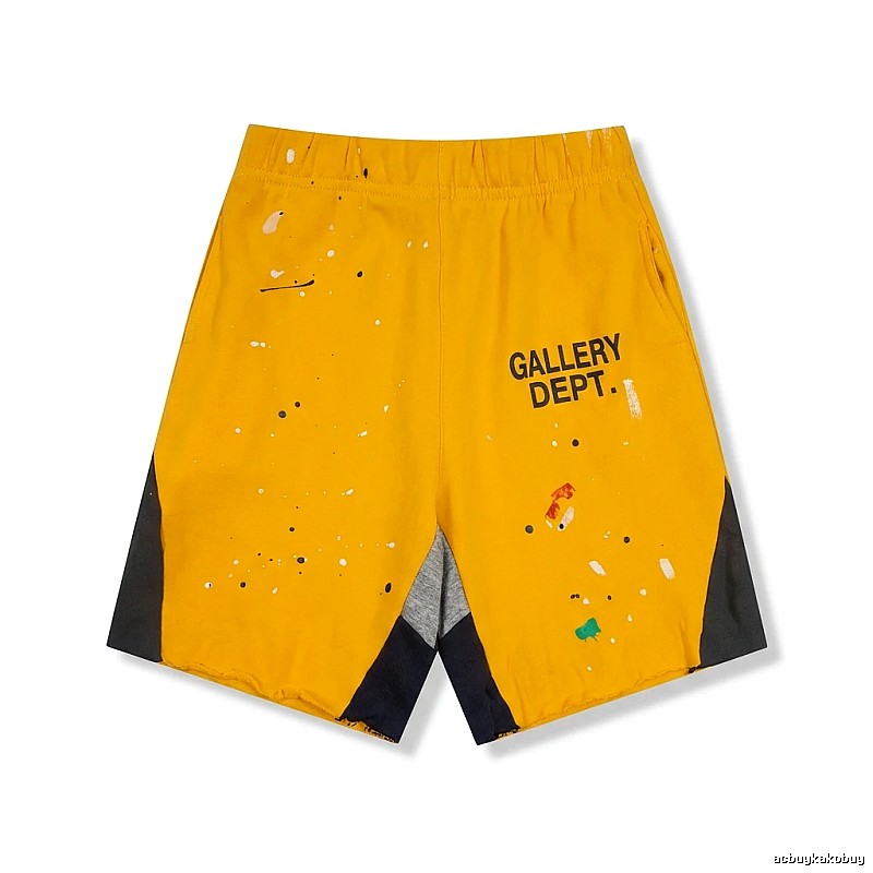 Gallery Dept splashed ink style yellow shorts