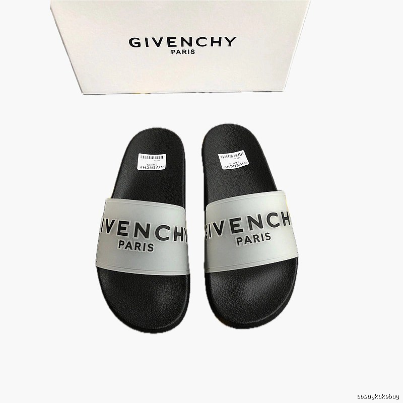 Givenchy Minimalist Letter Black-Grey Spliced Slide Sandals