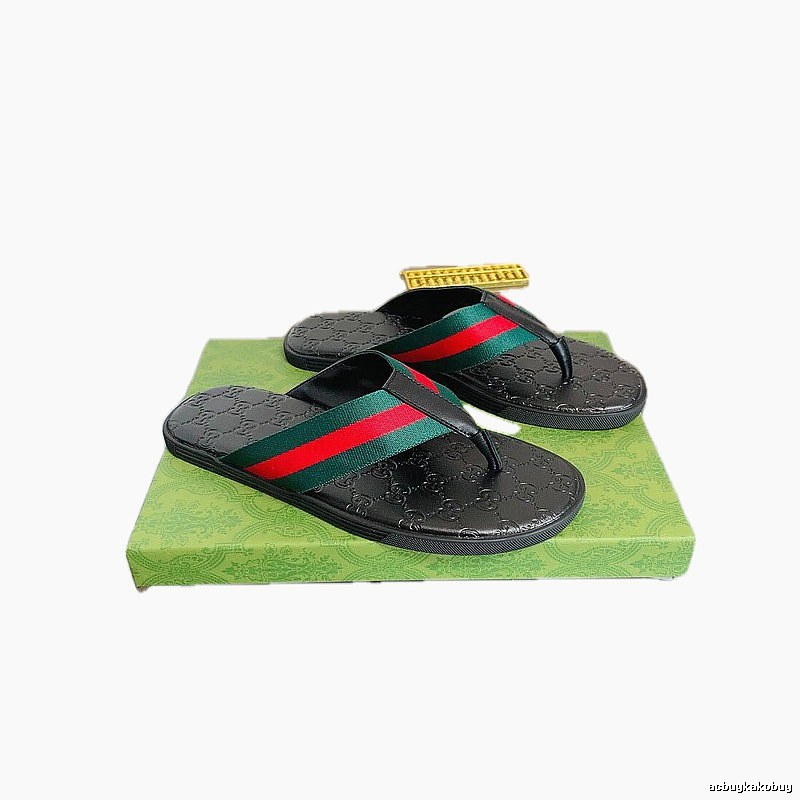 Gucci Classic Webbing Casual Style Black Flip Flops