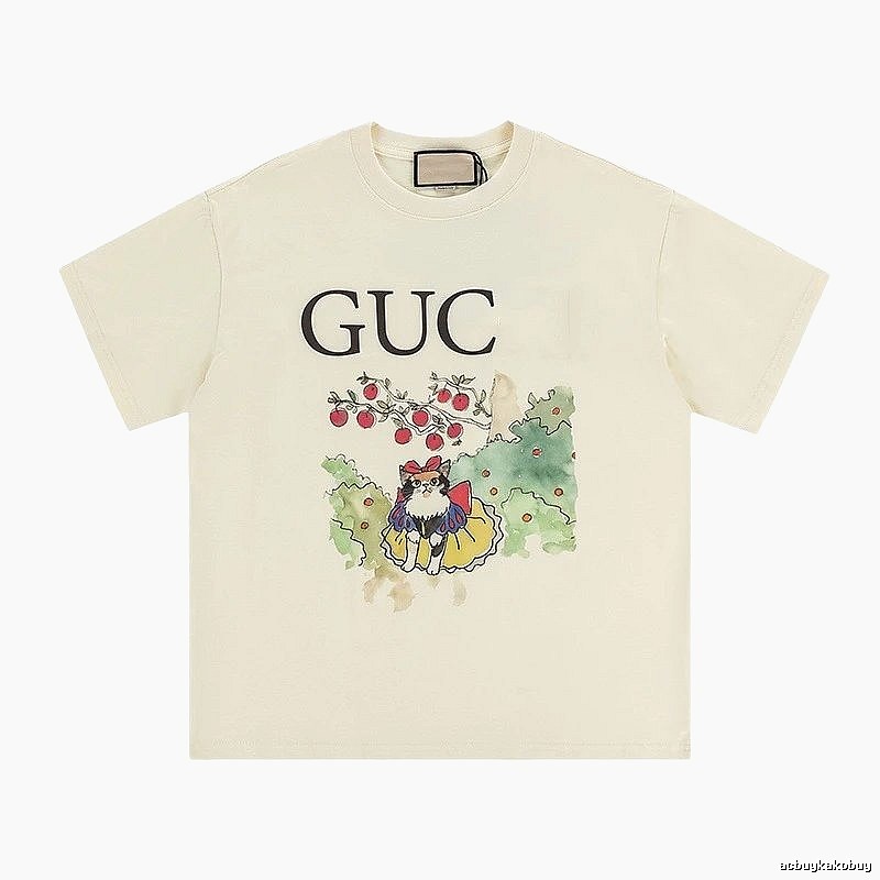 Gucci Vintage-style Cat Print Off-white T-Shirt