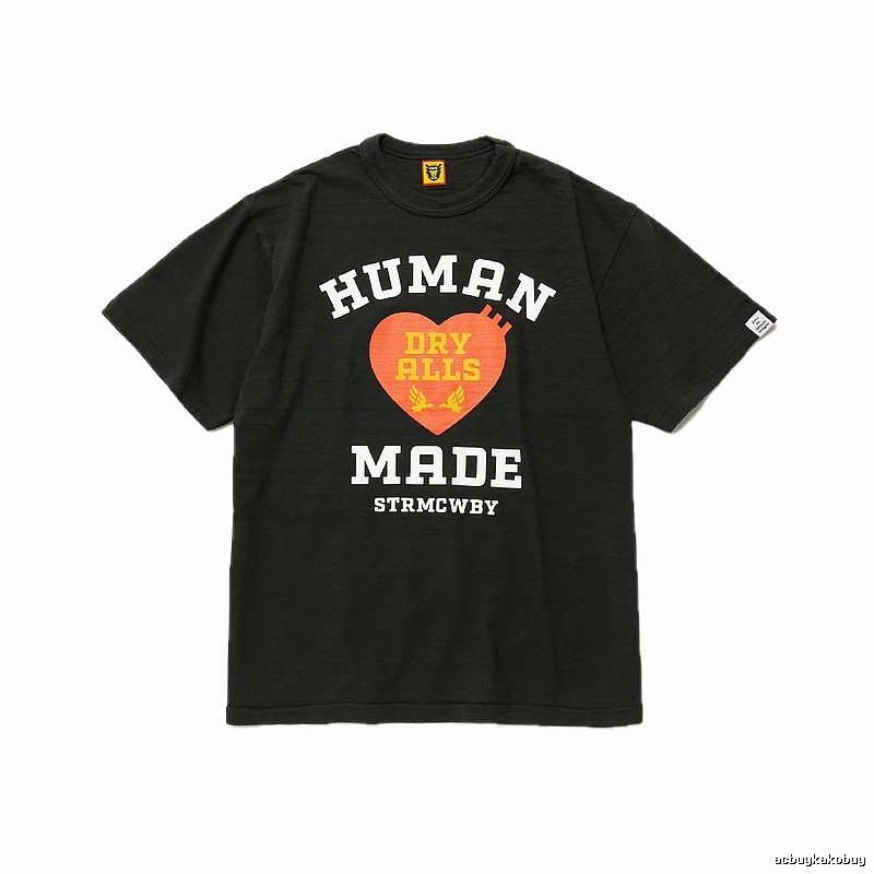 HUMAN MADE Heart Print Vintage Style Black T-Shirt