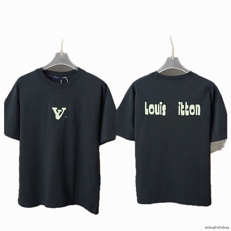 Louis Vuitton Letter Print Casual Style Black T-Shirt