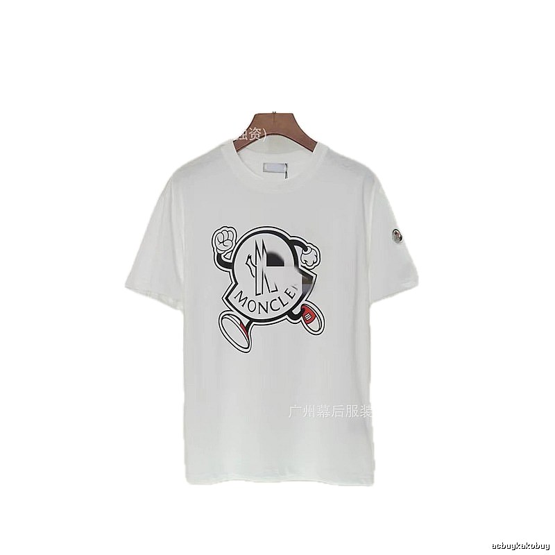 Moncler Cartoon Print Casual Style White T-Shirt