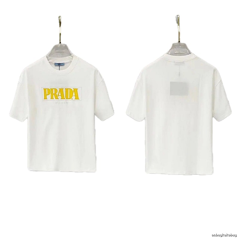 Prada Letter Print Streetwear Style White T-Shirt