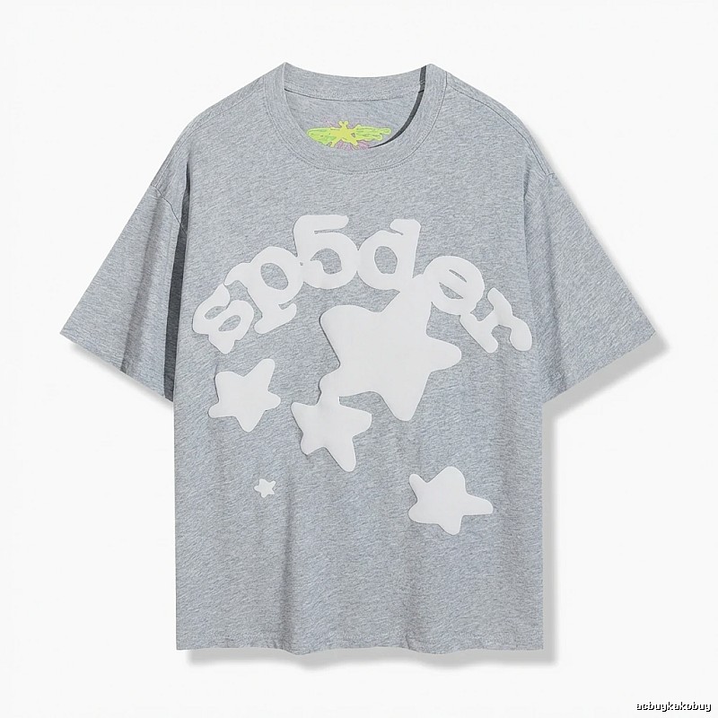 Sp5der Gray T-shirt with Star Print