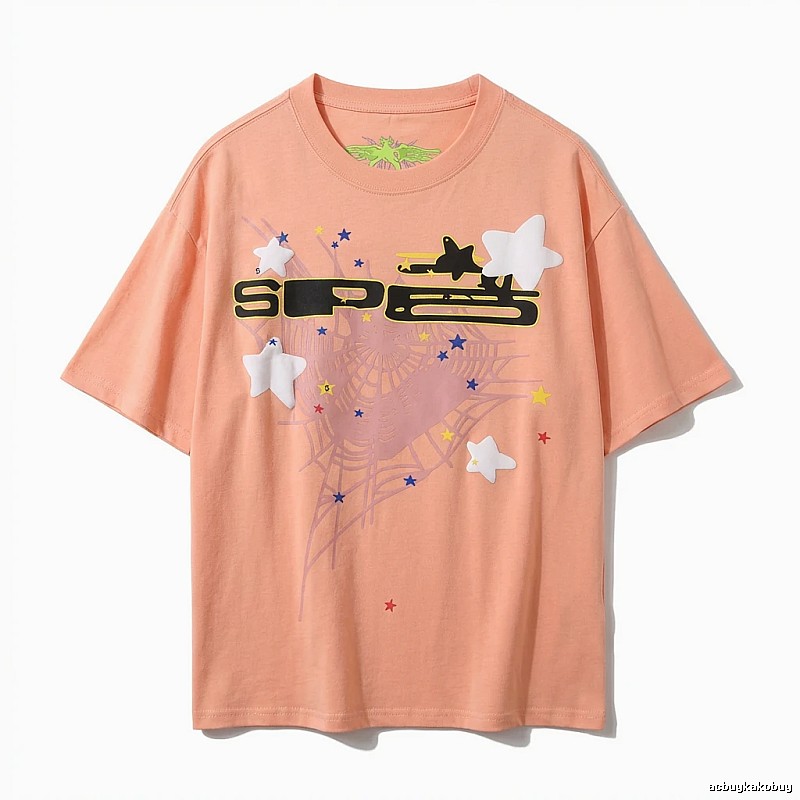 Sp5der Star Print Pink T-shirt