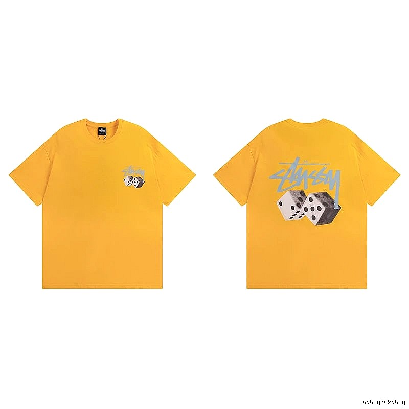 Stussy Yellow Spider Graphic T-Shirt Summer Styling Logo