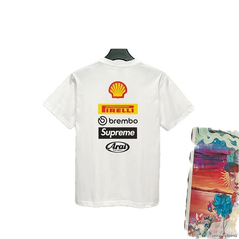 Supreme Racing Co-branded Street Style White T-Shirt