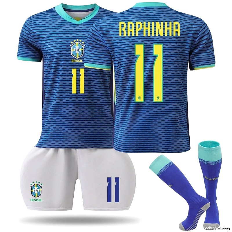 The No. 11 blue - striped jersey of the Brazilian team.