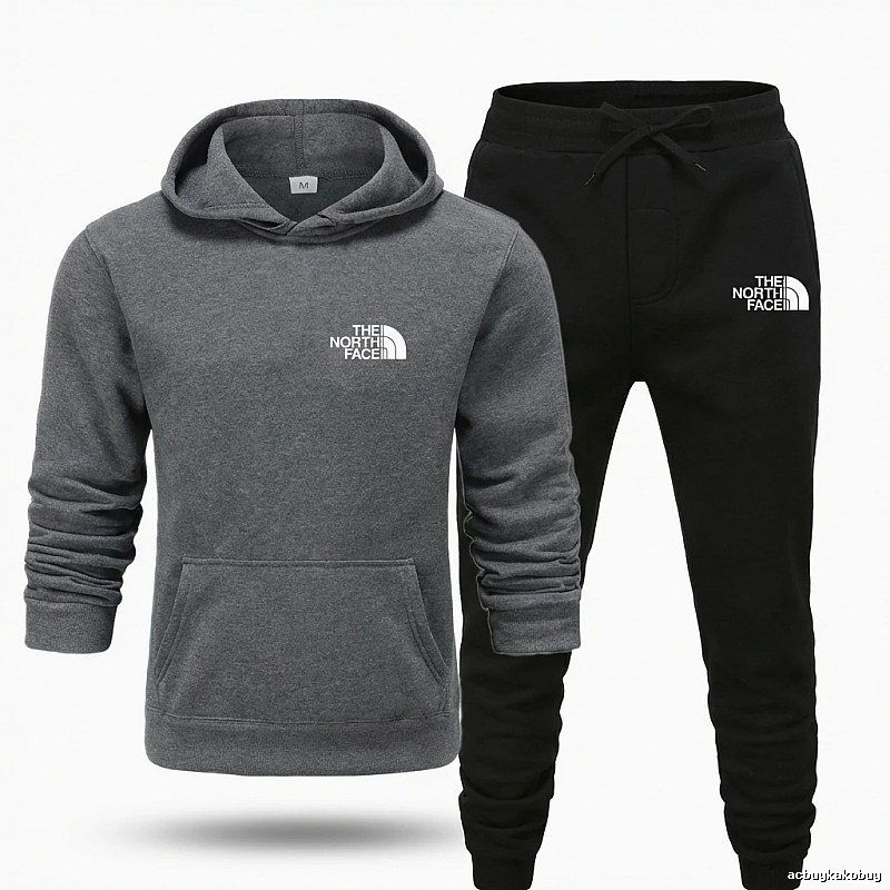 The North Face Simple Gray and Black Sportswear Set