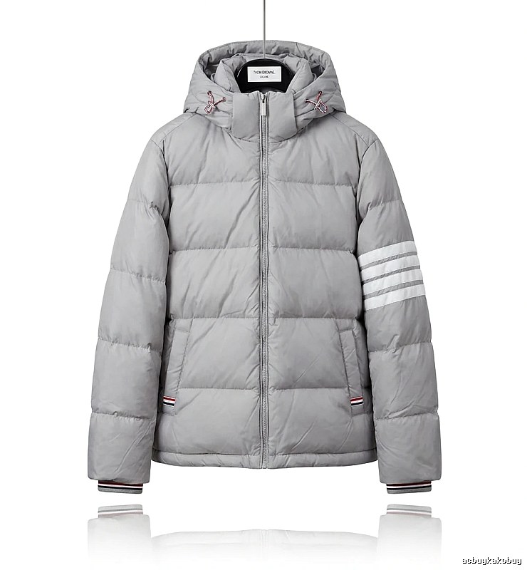 Thom Browne Classic Stripe Grey Down Jacket
