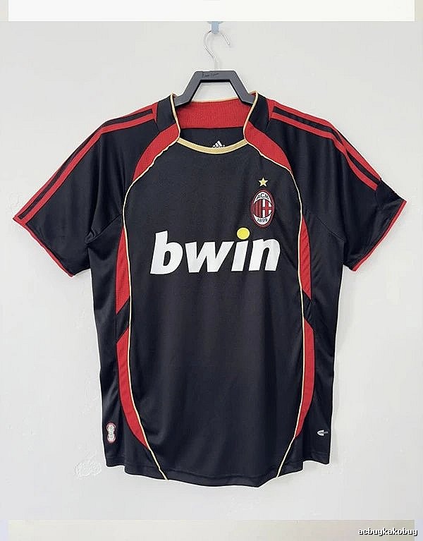 AC Milan Relaxed Retro soccer jersey Red Black Striped with Designer-Inspired Detail