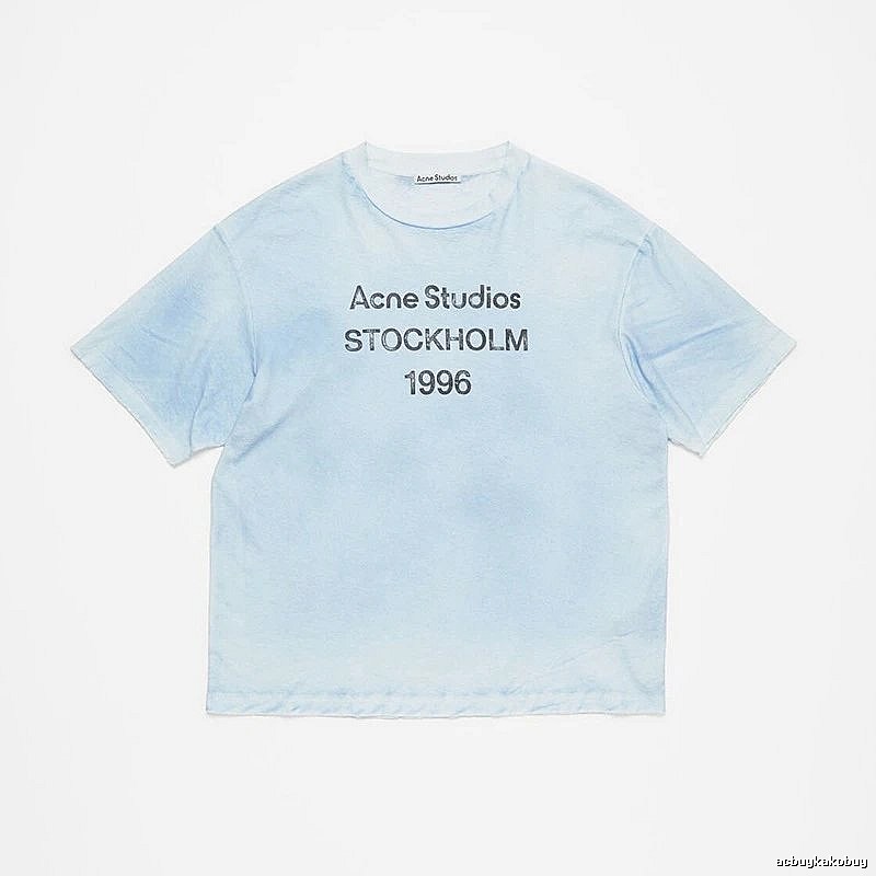 Acne Studios 2090-80 Light Blue Style Ac908046 Stockholm Logo T-Shirt Gift Ready