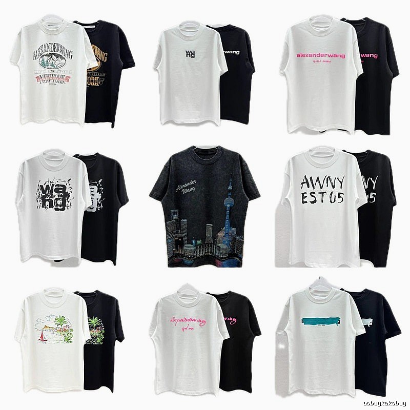Alexander Wang Printed Street-style Black and White T-shirt