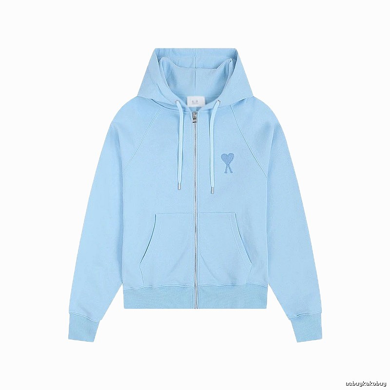 AMI Love Embroidery Light Blue Hoodie