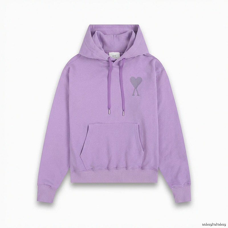 AMI series minimalist style purple hoodie