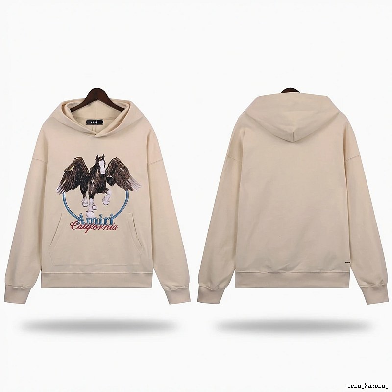 AMIRI Pegasus Series Casual Style Off-White Sweatshirt
