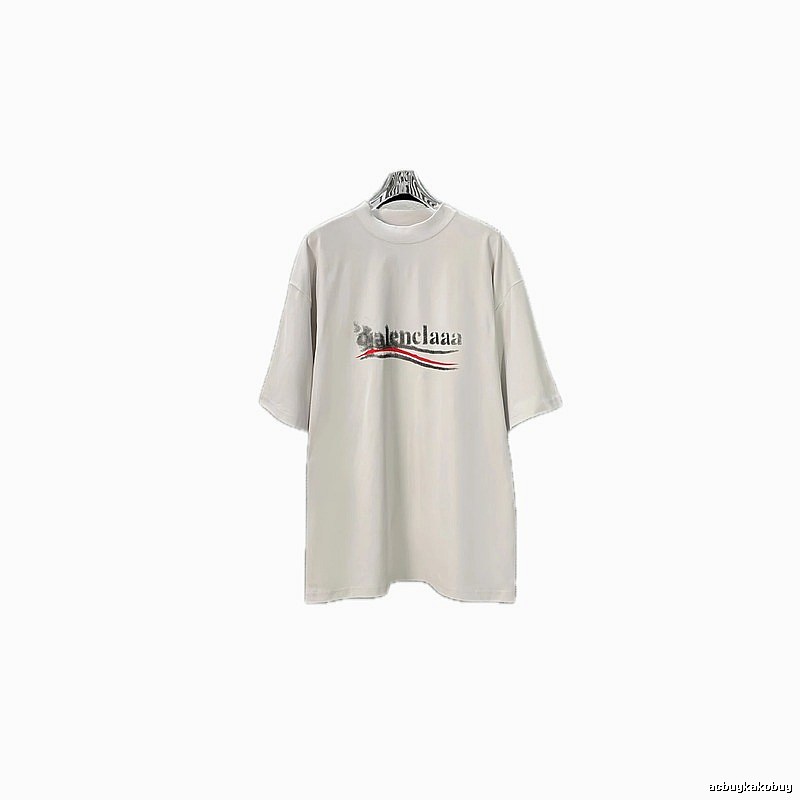 Balenciaga alphabet-style white T-shirt.