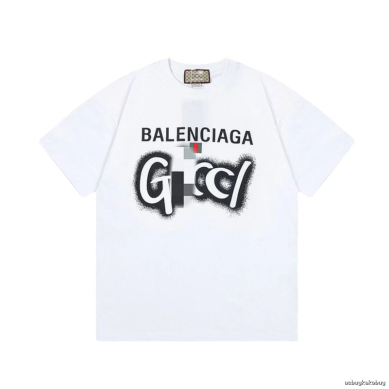 Balenciaga Co-branded Graffiti-style White Short-sleeve T-shirt