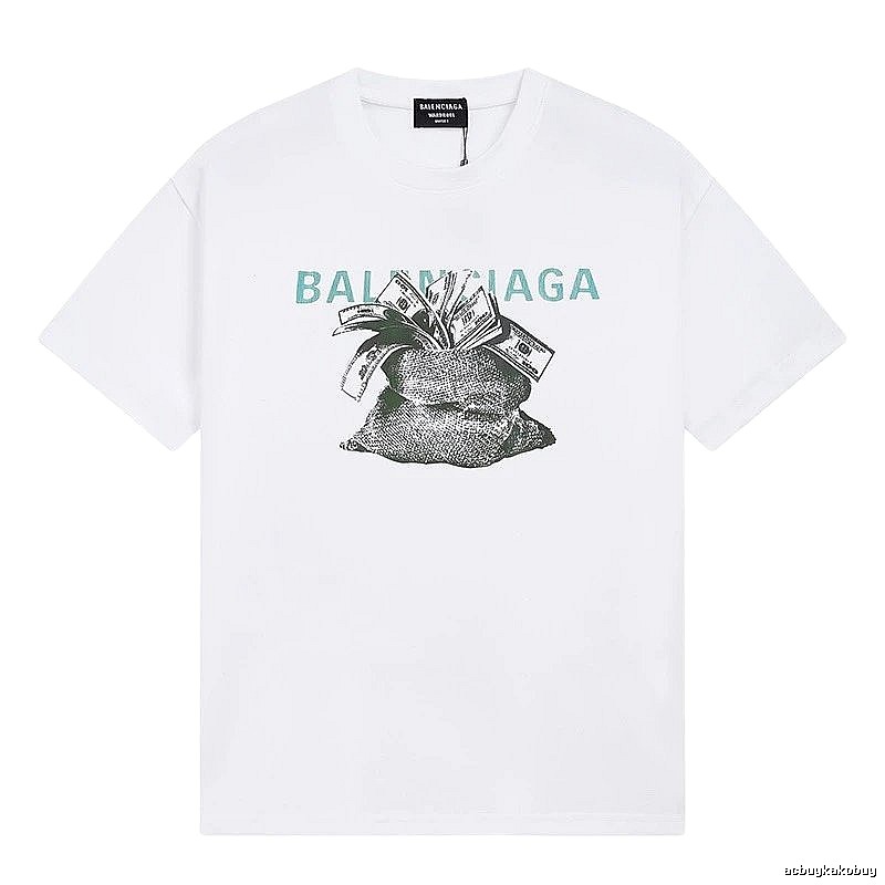 Balenciaga Dollar Bill Print Street Style White T-Shirt