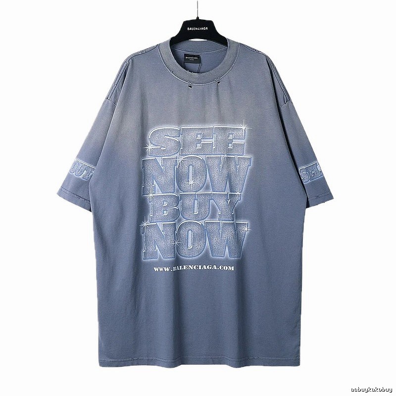 Balenciaga letter grey short-sleeve