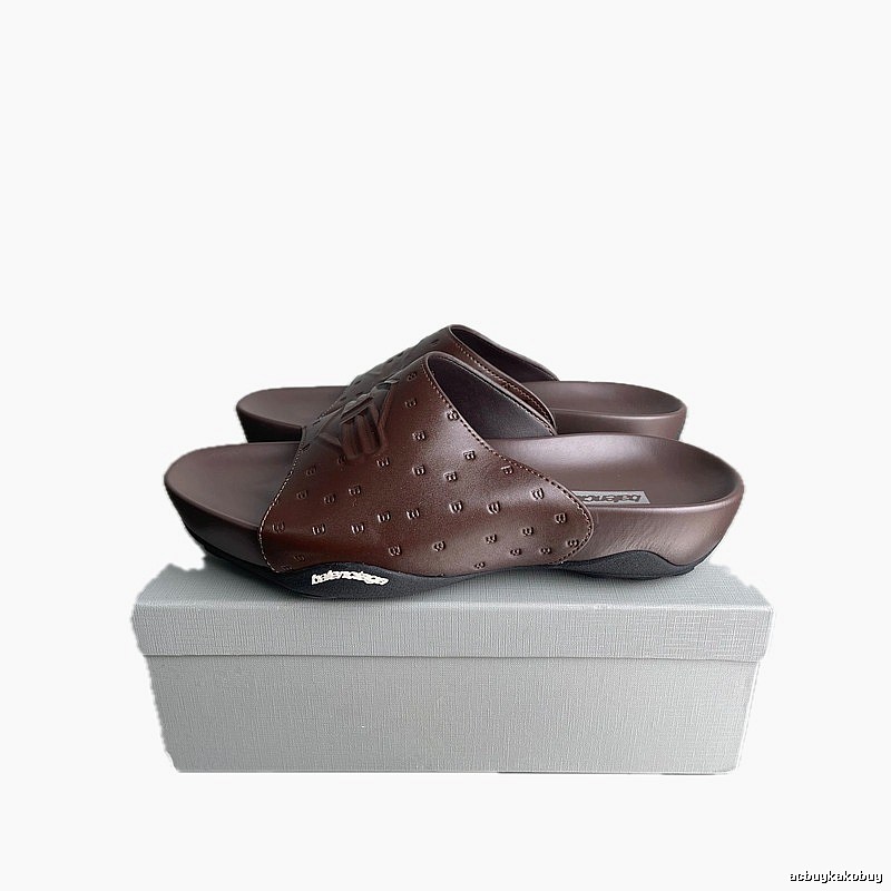 Balenciaga Monogram Trendy Dark Brown Slides
