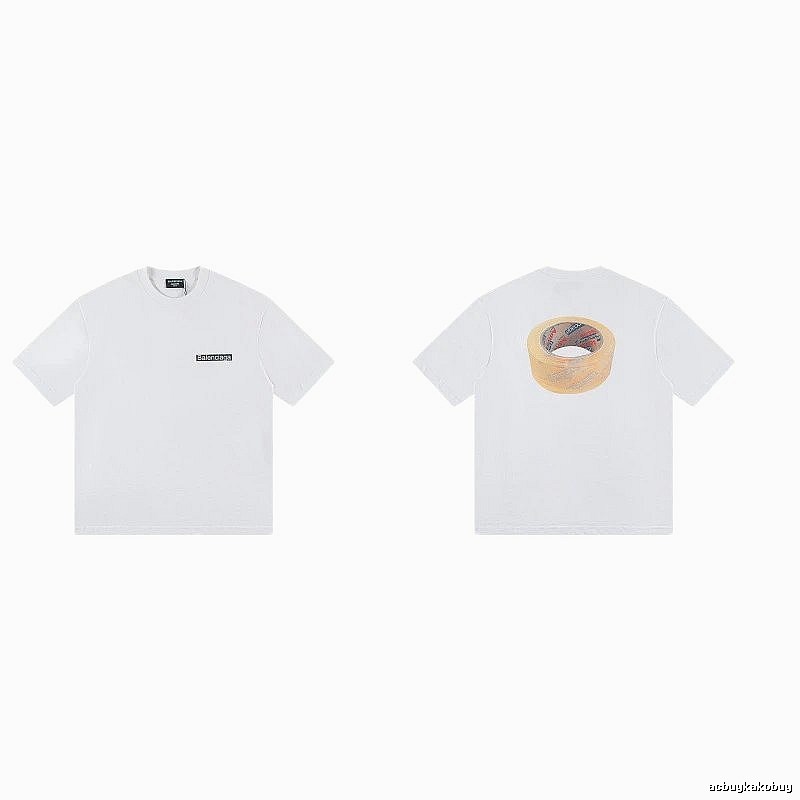 Balenciaga Tape Print Streetwear White T-Shirt