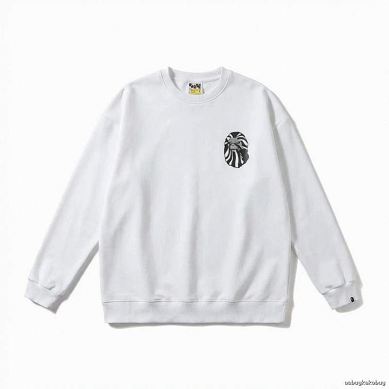 Bape Ape Head Minimalist Style White Sweatshirt