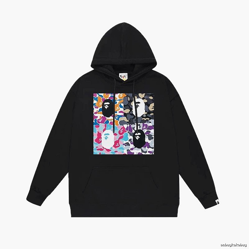 Bape camouflage-style black hoodie