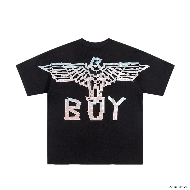 BOY Eagle Print Street Style Black Short Sleeve T-shirt