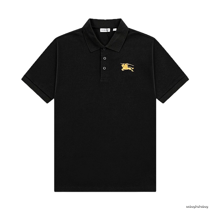Burberry Knight Logo Simple Black Polo Shirt