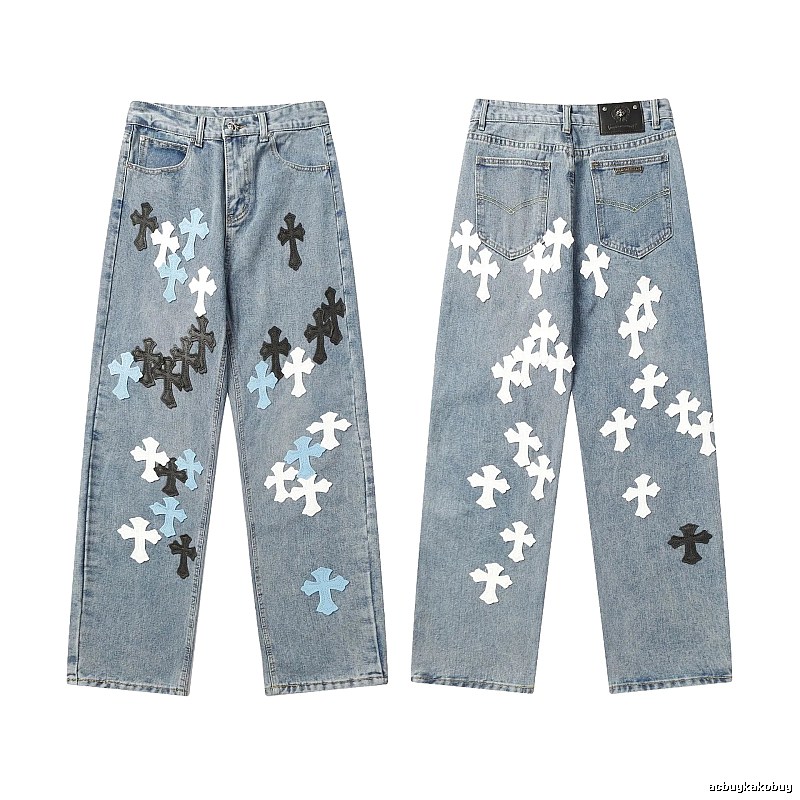 Chrome Hearts Compact Graphic jeans Light Denim Jeans for Sport-Inspired Styling