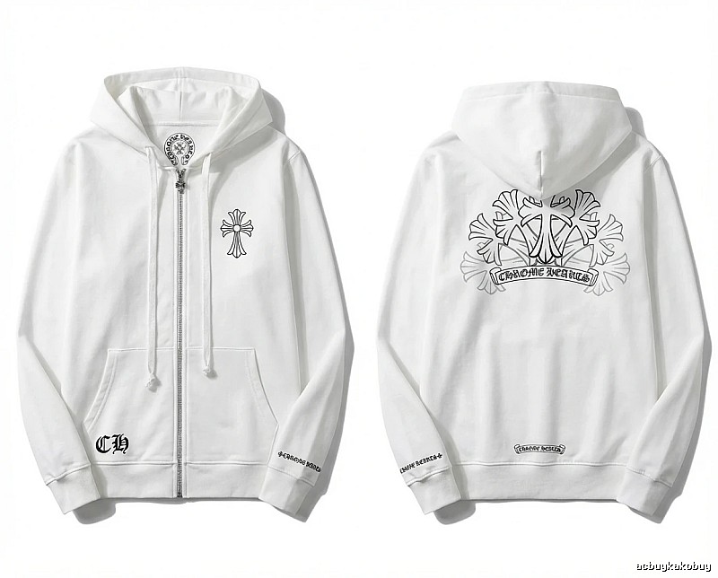 Chrome Hearts Cross Trendy and Cool Style White Sweatshirt
