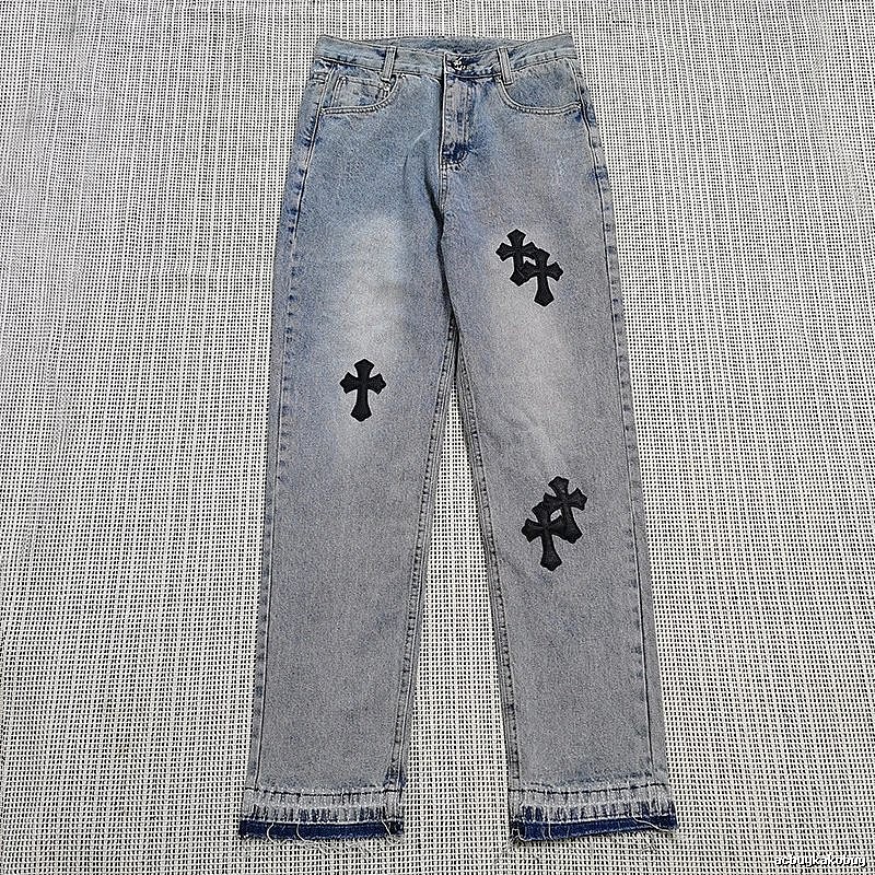 Chrome Hearts Monogram Cross patch jeans White Jeans Black for Layered Styling