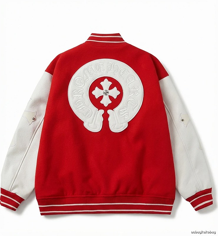 Chrome Hearts Retro Red and White Baseball Jacket