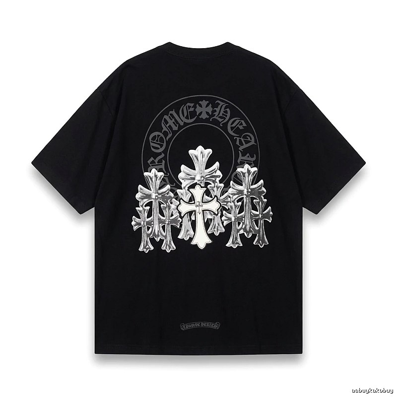 Chrome Hearts Silver Cross Black T - Shirt