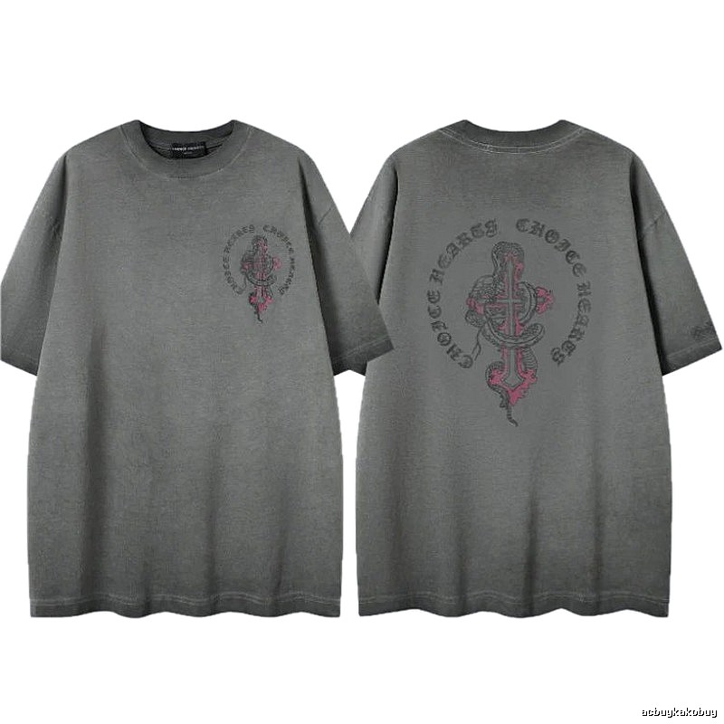 Chrome Hearts Spirit Snake Cross Vintage Smoke Grey Short-sleeve T-shirt